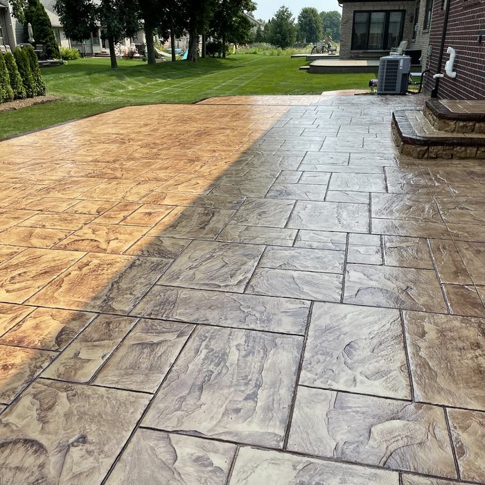 Stamped concrete patio, sealed